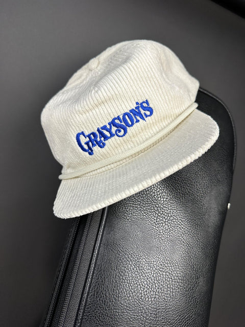 Grayson's Corduroy Hat - Cream w/ Blue Stitching -