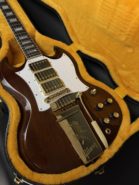 Gibson Custom M2M 1963 Les Paul SG Custom 3-PU Maestro VOS Gold Hardware - Walnut -