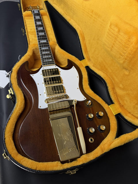 Gibson Custom M2M 1963 Les Paul SG Custom 3-PU Maestro VOS Gold Hardware - Walnut -