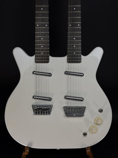Pre-Owned Danelectro Doubleneck Electric Guitar - White Pearl -