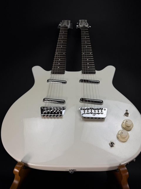 Pre-Owned Danelectro Doubleneck Electric Guitar - White Pearl -